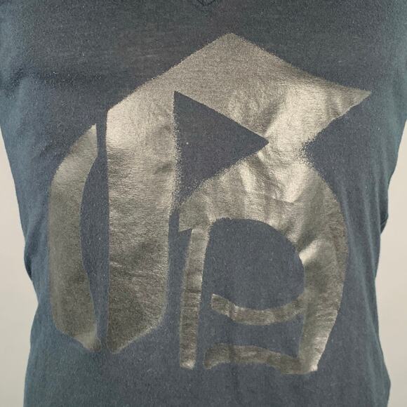 JOHN GALLIANO Size S Black Monogram Print Cotton V-Neck T-shirt - Picture 2 of 9
